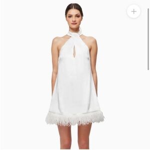 elliatt rachel white feather detail halter mini bride bridal dress size small